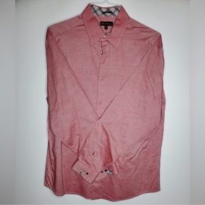 Ben Sherman Mens Red Dress Shirt Long Sleeve Button Down 16-1/2 34-35 Large